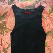 y2k  black cotton full length cami tank top