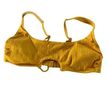 Shade & Shore  Bikini Top Women's Medium Yellow Ribbed Clasp Back Adjustable Tie