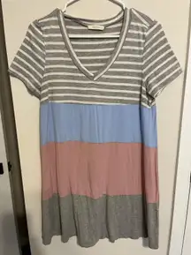 Tshirt striped and color block dress