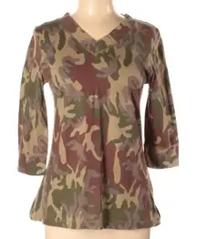 Norma Kamali 100% Organic Cotton Camo‎ Top Large