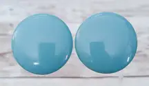Vintage Clip On Earrings Extra Large Retro Circle 1.5" Light Blue