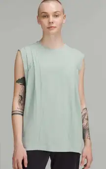 Lululemon Sea Green Modal Pleated Shoulder Tank Top size 8