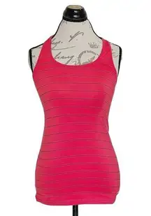 Womens Tank Top Running Striped Racerback Activewear Workout Size XS