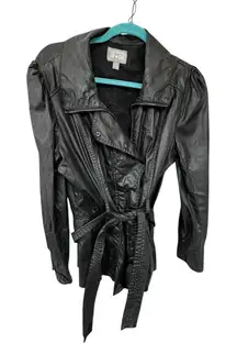 Converse Black Faux Leather Belted Jacket(material is actually 100%cotton)