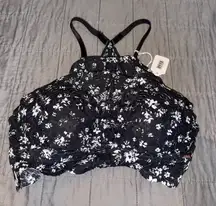 PINK Victoria's Secret Black and White Floral Tank Top