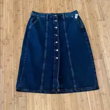 Old Navy Blue High Rise Button Up Jean Skirt