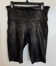 Spanx Faux Leather Leopard Shorts Size Medium