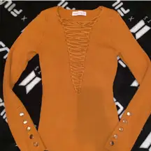 Orange Lace Up Front Long Sleeve 