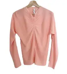 TIBI Cowl Neck Knit Top Womens Size XXS Long Sleeve Coral‎ Pink Ruched