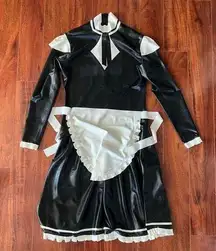 Handmade Latex Rubber Fetish Goth Sissy Maid TV Dress Outfit Nurse Cosplay Uniform XL XXL