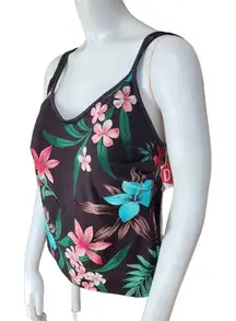 NWT Jamaica Bay Tropical Nights Brown Floral Tankini Top (14D)