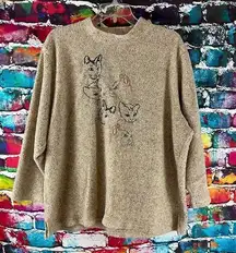 Vintage BonWorth Embroidered Cat Heads Sweatshirt Large