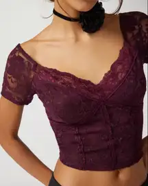 URBAN RENEWAL | NWT Burgundy Lace Romantic Sweetheart V Neck Corset Crop Top, M