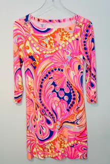 Lilly Pulitzer Women Sophie Pink Seashell Print Shift Knit Dress Size XS