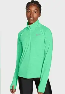 Nike Running Kelly Green Space dye Dri Fit Long Sleeve Half Zip Athletic Top Sm