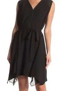 AllSaints Izara Asymmetric Stud Dress in Black