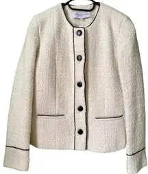 Paris Women’s Ivory Woven Tweed Blazer Coat EU 38 / US 6 Luxury