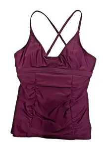 Athleta Tankini Swim Top Size 34B 34C Purple Strappy Crossback Underwire