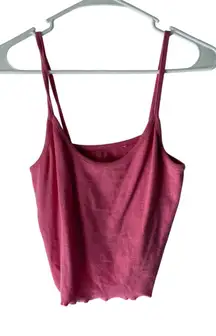 PS Basics PacSun Pink Ribbed Cami Tank Top Women’s Size L Lettuce Hem‎ Y2k Style
