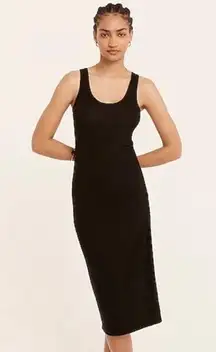 J Crew NWT Black Ruched Midi Dress in Vintage Rib Size Medium