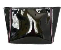 Yves  YSL Beauté Black Patent Faux Leather Zip Pouch Cosmetic Case