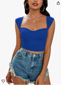 blue square neck top