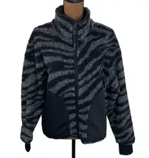 Varley Napoli Sherpa zebra print zip high neck jacket size M