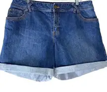 Lane Bryant Jean Shorts Size 18 Cuffed Dark Wash Denim Shorts Womens