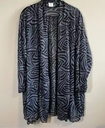 ✨ Vintage Oscar de la Renta Women’s Black Gray Patterned Sheer Swim Cover Up Med