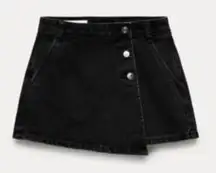 ZARA WOMENS BLACK DENIM JEAN SKIRT SKORT MEDIUM