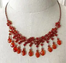 Carnelian and orange crystal statement necklace