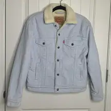Levi’s Ex boyfriend‎ sherpa corduroy baby blue jacket size XS oversized pastel