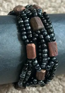 Women’s vintage brown/black‎ beaded bracelet one size stretches