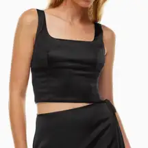 Aritzia Wilfred Charcoal Satin Blouse