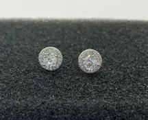 925 Silver Plated CZ Cubic Zirconia Stud Earrings for Men Women,Unisex Earrings