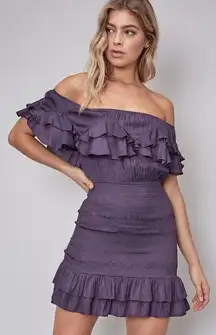 Midnight off the shoulder ruffle mini dress