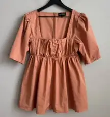 Danielle Bernstein Square Neck Babydoll Blouse in Terracotta Size Large