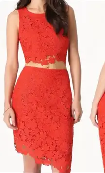 Bebe crop top & skirt set