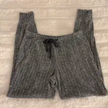 PJ Couture Women's Grey ribbed loungewear sweatpants with drawstring waist