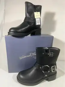 Universal Thread Womens Black Moto Buckle Booties Memory Foam Combat Size 7.5