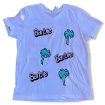 Mattel Barbie Employee Promo ONLY t Shirt Logo & Palm Tree white women V Neck S