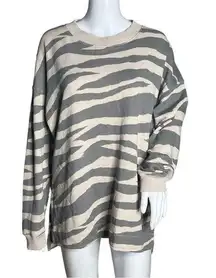 American Eagle Sweatshirt Womens Small Cream Gray Zebra Print Jegging Fit Lounge