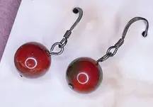 674. Ombre Pottery Earrings Red and Brown