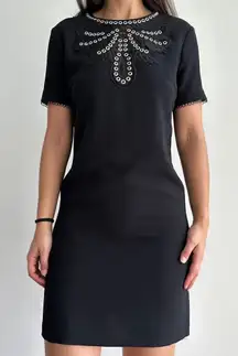 The Kooples black applique a line shift dress