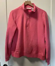 Izod Golf Women’s Pink Quarter Zip Cotton‎ Blend Pullover Sweatshirt Tennis Prep
