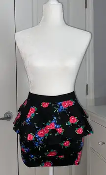 Floral Peplum Mini Skirt