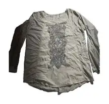 Soft Surroundings Tunic Cotton Scoop Neck‎ Dolman/Long Sleeve Embellishments M