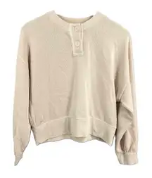 Rails Sweatshirt Putty‎ Cream Long Sleeve Two Button Oversized Henley XS