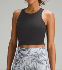 LULULEMON BLACK WUNDER TRAIN HIGH NECK RACERBACK CROP TANK TOP