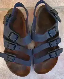 BIRKENSTOCK Birki’s Ellice SH10 blue/gray 3 strap sandals; size 39 / 8-8.5